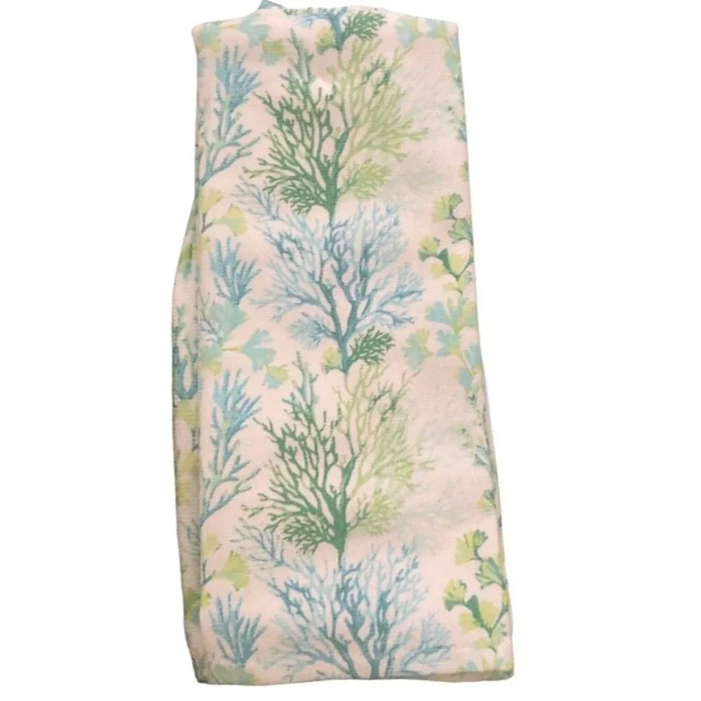 Shell Coral Hanging Dish Towel Summer Beach House Cottage Blue Green Set of 2